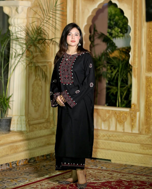 Black Luxe Embroidery 2 piece